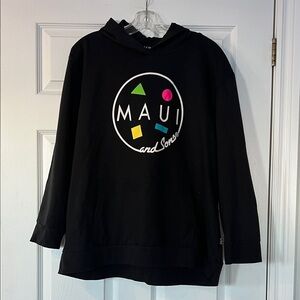 Maui and Sons Black Hoodie with Geometric Logo